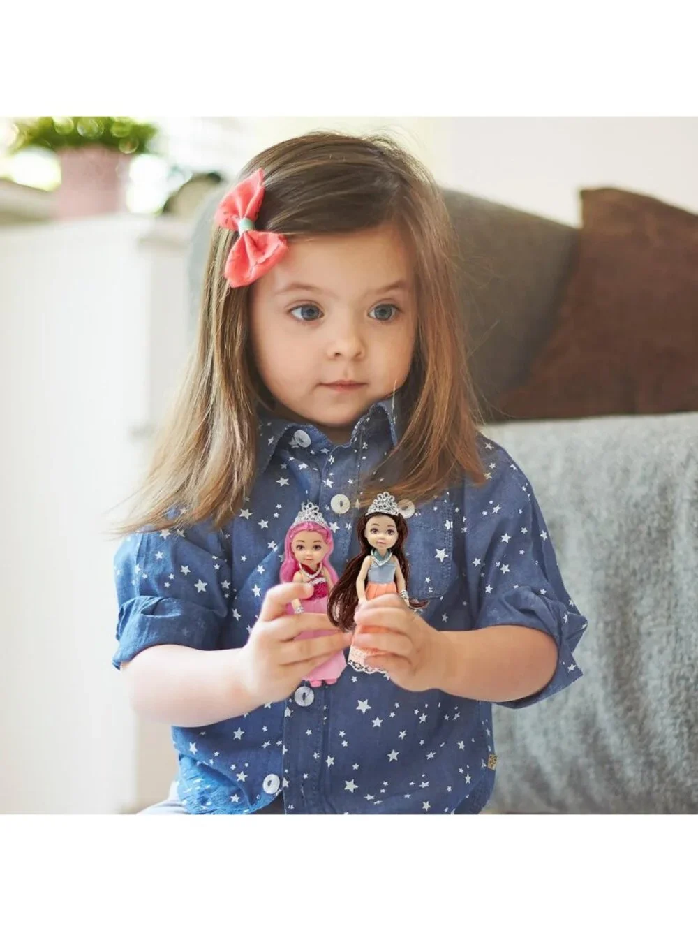 Mini Princess Doll Set for Girls - Adorable Dollhouse Figures with Tiaras